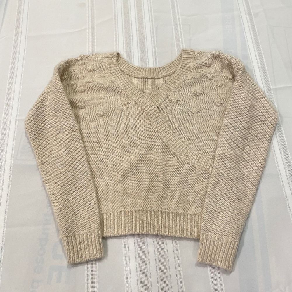 Abercrombie Fitch Oatmeal Textured Bobble‎ Knit Wrap Style Sweater Women's XS